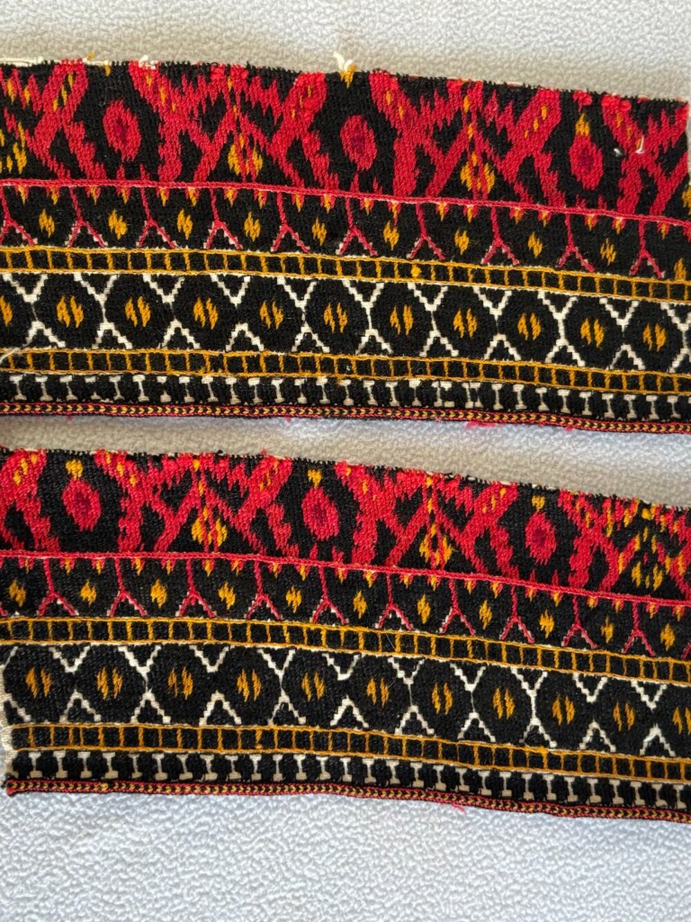 Vintage Macedonian Red Woven Wool Folk Blouse Panels